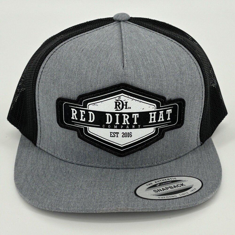 Red Dirt Hat Co Black Heather Gray  Roughstock Adjustable 5 Panel SnapBack Hat